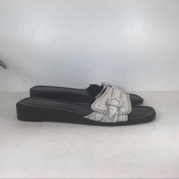 DONALD J PLINER MADE IN ITALY LEATHER CROC EMBOSSED SANDALS SZ 9 - Picture 4 of 14